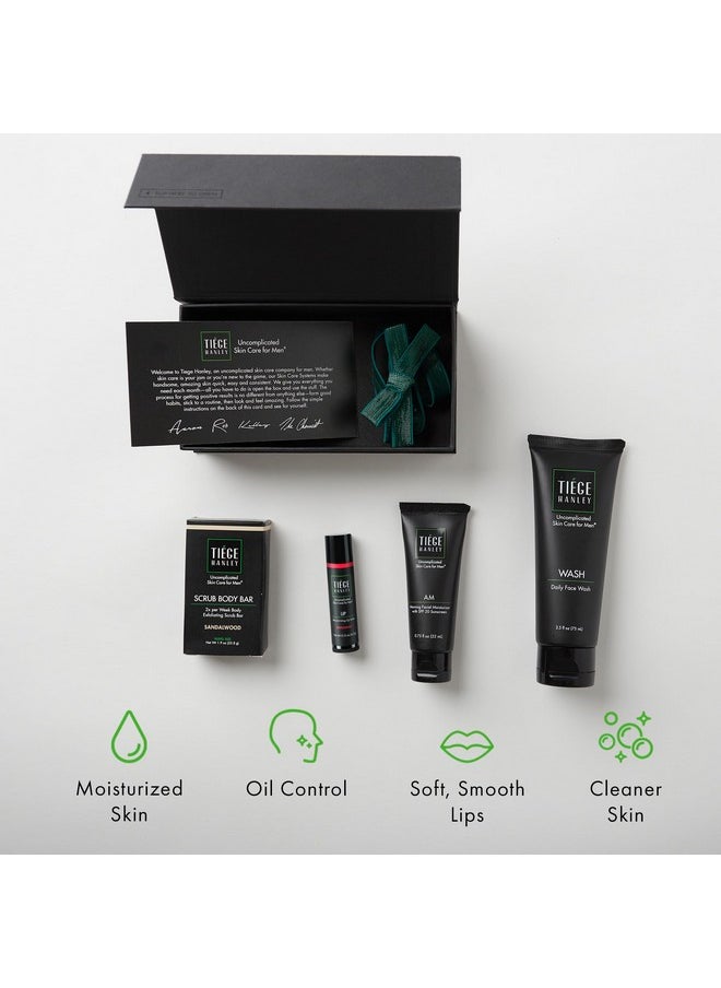 Mens Skin Care Gift Box Set, Bronze - Men'S Skincare Set Includes Face Wash, Facial Moisturizer With Spf 20 Sunscreen, Body Exfoliating Scrub Bar, & Moisturizing Lip Balm