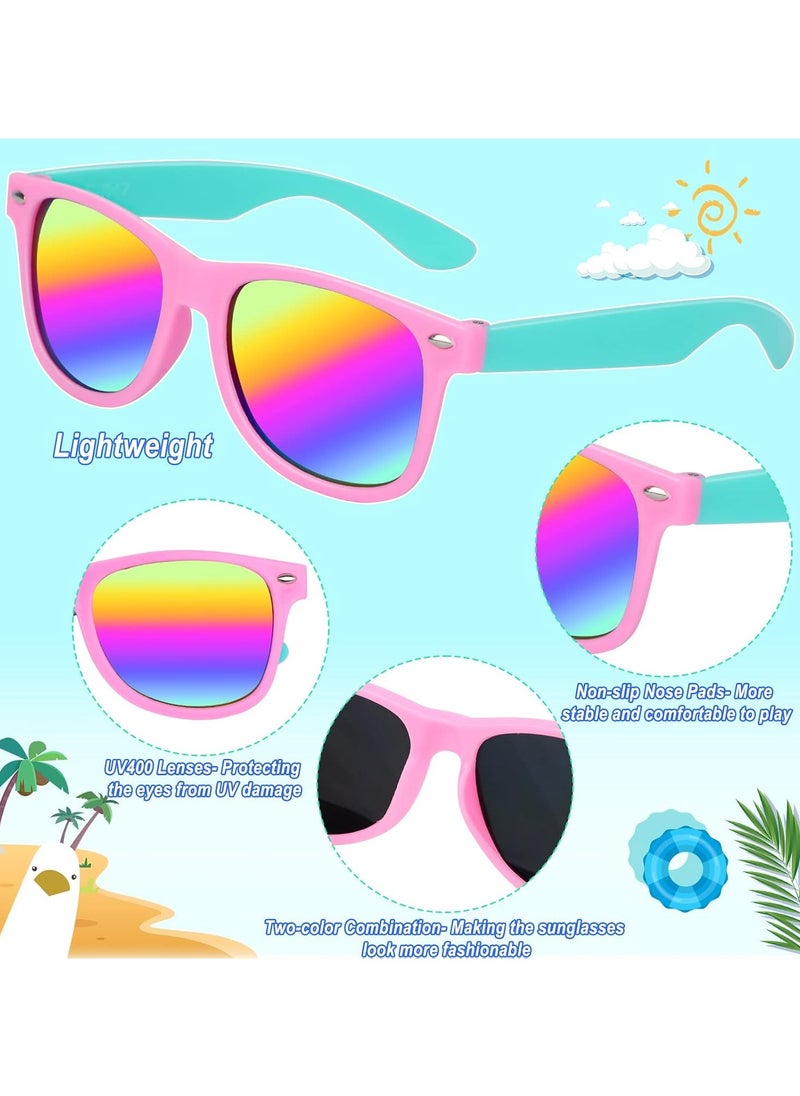 Magic4U Kids Sunglasses Bulk, 24 Pack Kids Neon Sunglasses Party Favors with UV400 Proctection, 80s 90s Retro Sunglasses for Boys Girls Age 3-8, Beach Pool Birthday Party Supplies Gifts.