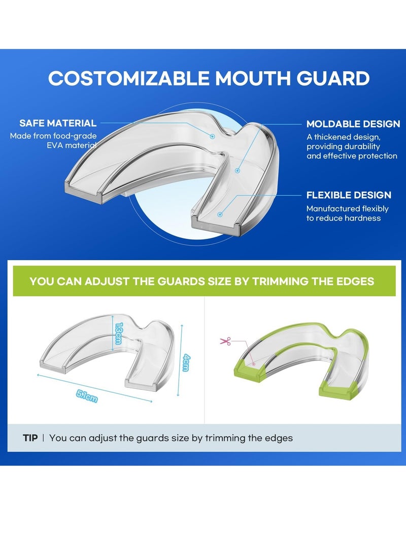 Mouth Guard for Grinding Teeth at Night: Moldable Dental Guard for Sleeping - Nighttime Protection for Teeth (4 Pack, No Cleaning Tablets)