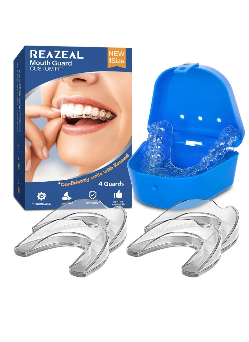 Mouth Guard for Grinding Teeth at Night: Moldable Dental Guard for Sleeping - Nighttime Protection for Teeth (4 Pack, No Cleaning Tablets)