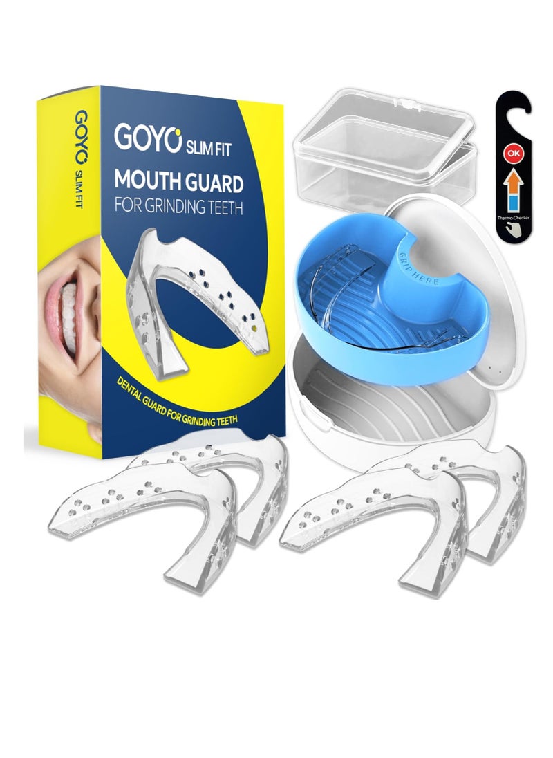 GOYO Slim FIT Pack of 4 Mouth Guard for Clenching Teeth at Night with Thermo Checker & Dental Case | Night Guards for Teeth Grinding | Custom-Fit & Custom Moldable Bruxism Sleep Night Guard