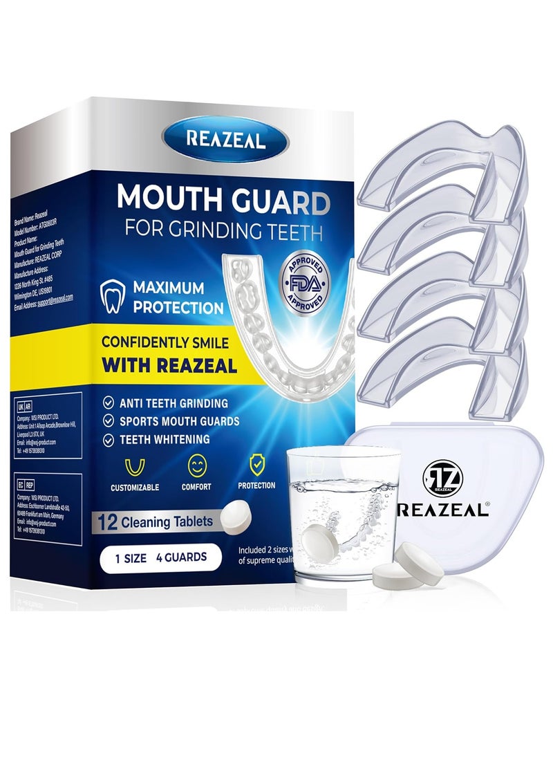 Mouth Guard for Grinding Teeth at Night: Dental Guard for Sleeping at Night - Nighttime Protection for Teeth with 12 Cleaning Tablets