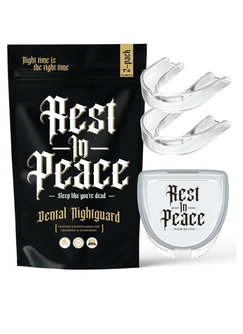 Rest in Peace Night Guard - Pack of Two Moldable Mouth Guard for Teeth Grinding Clenching Bruxism (Clear)