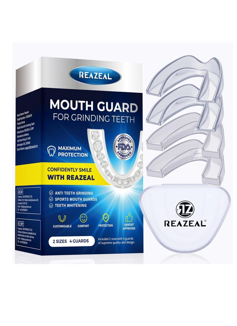 Mouth Guard for Grinding Teeth at Night: Dental Guard for Sleeping at Night - Nighttime Protection for Teeth (4 Pack)