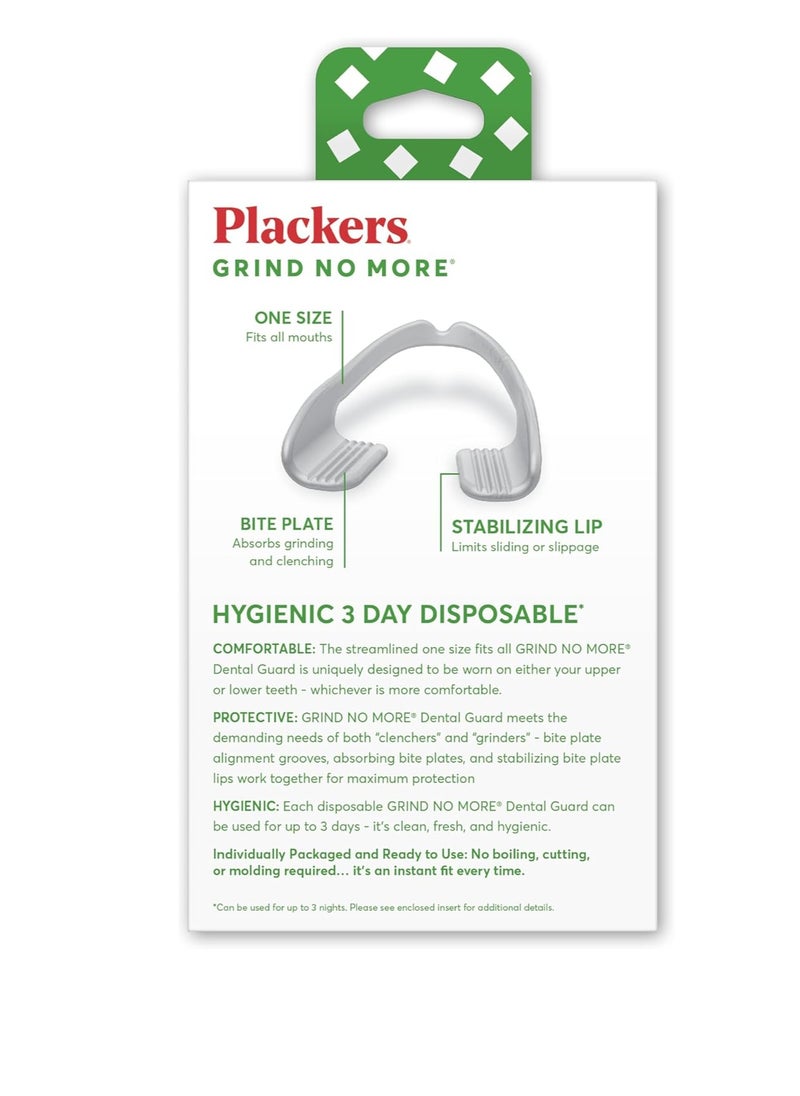 Plackers Grind No More Night Guard, Nighttime Protection for Teeth, BPA Free, Sleep Well, Ready to Wear, Disposable, One Size Fits All, 16 Count