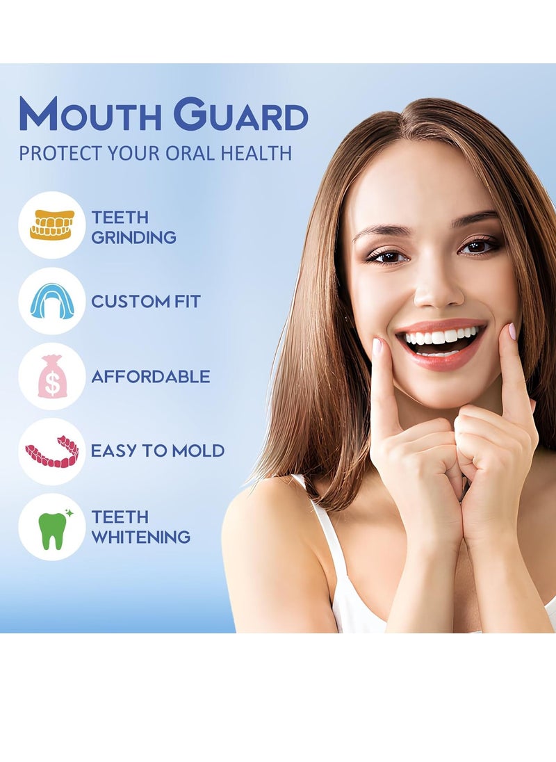 Mouth Guard for Grinding Teeth at Night, Night Guards for Teeth Grinding,Mouth Guard for Sleeping, Pack of 4 Moldable Guards for Bruxism & Teeth Clenching – Includes 2 Sizes & 1 Travel Case