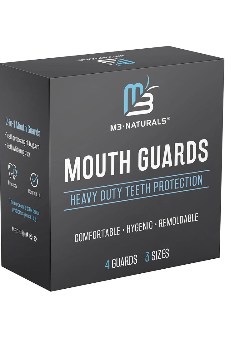 Mouth Guard for Grinding & Clenching Teeth BPA Free 4 Guards for Adults & Kids Dental Guards Bite Guards Night Guards for Teeth Grinding Teeth Grinding Mouth Guard for Sleep by M3 Naturals