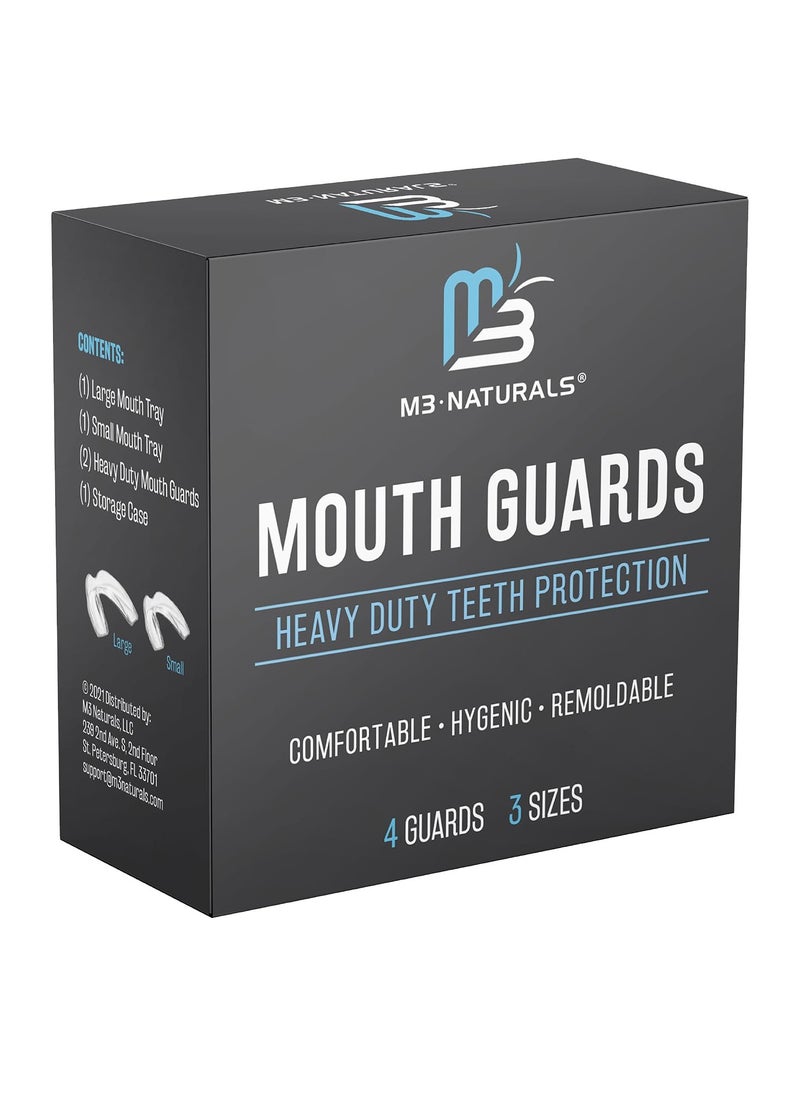 Mouth Guard for Grinding & Clenching Teeth BPA Free 4 Guards for Adults & Kids Dental Guards Bite Guards Night Guards for Teeth Grinding Teeth Grinding Mouth Guard for Sleep by M3 Naturals