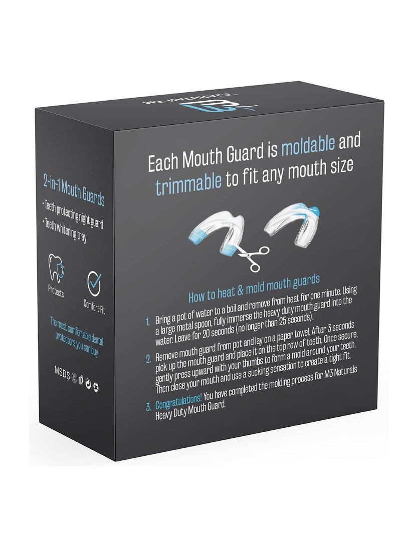 Mouth Guard for Grinding & Clenching Teeth BPA Free 4 Guards for Adults & Kids Dental Guards Bite Guards Night Guards for Teeth Grinding Teeth Grinding Mouth Guard for Sleep by M3 Naturals