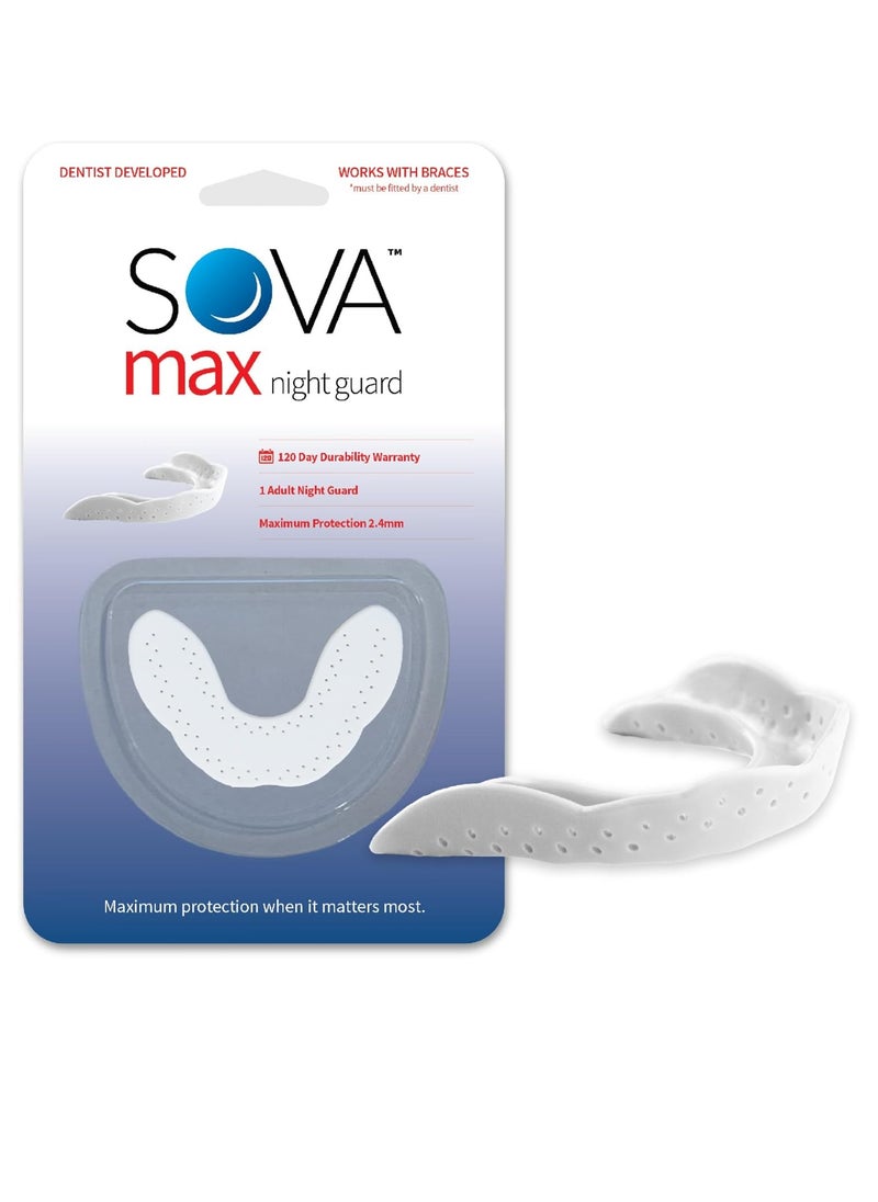 SOVA Max Night Guard - 2.4mm Thin - Custom-Molded Fit - Protects Against Nighttime Teeth Grinding & Clenching - Odor & Taste Free - Remoldable Up to 20 Times - Non Toxic