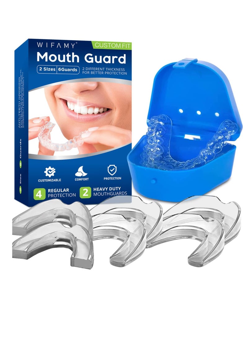 Wifamy Mouth Guard for Clenching Teeth at Night, Sport Athletic, Whitening Tray, Including 4 Regular and 2 Heavy Duty Guard