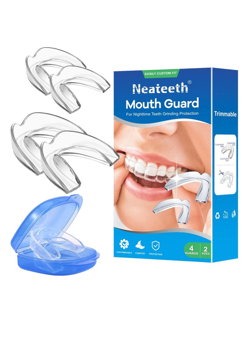 Mouth Guard for Grinding Teeth at Night, Night Guards for Teeth Grinding, Mouthguards for Grinding of Teeth, Night Mouth Guards for Teeth Grinding, Reusable Teeth Grinding Mouth Guard 4 Pack/Two Size