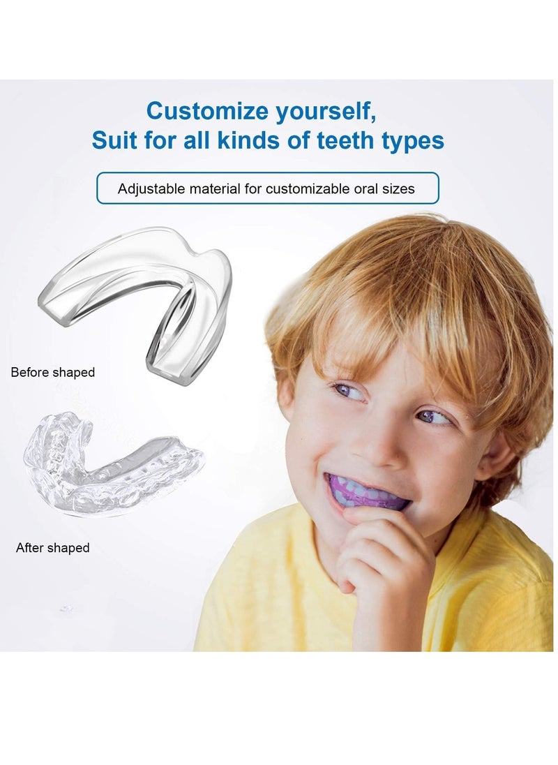 4 Pack Kids Mouth Guard for Grinding Teeth, Night Sleep Teeth Guards, Eliminates TMJ & Teeth Clenching, Stops Bruxism, Teeth Whitening Tray, Sport Athletic Mouth Guard (Kid Size only fit for Kids)