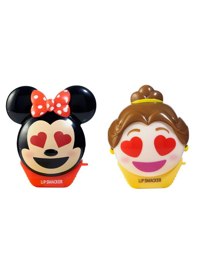 Disney Minnie Mouse And Beauty And The Beast Belle Emoji Lip Balm Duo, Flavored Strawberry Lemonade, Bow-Nade, 2 Pack