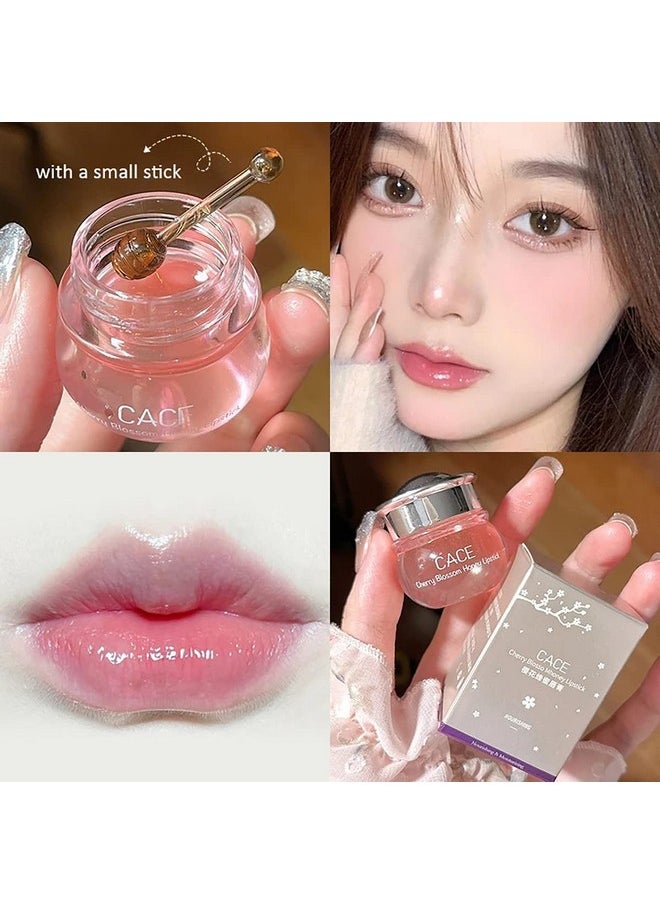 2 Bottles Sakura & Honey Lip Balm, Day & Night Repair Deep Moisture And Fade Lip Lines, Rich In Vitamin E & Cherry Blossom Extract Beeswax Essence Natural Lip Enhancer Care Sleeping Lip Mask