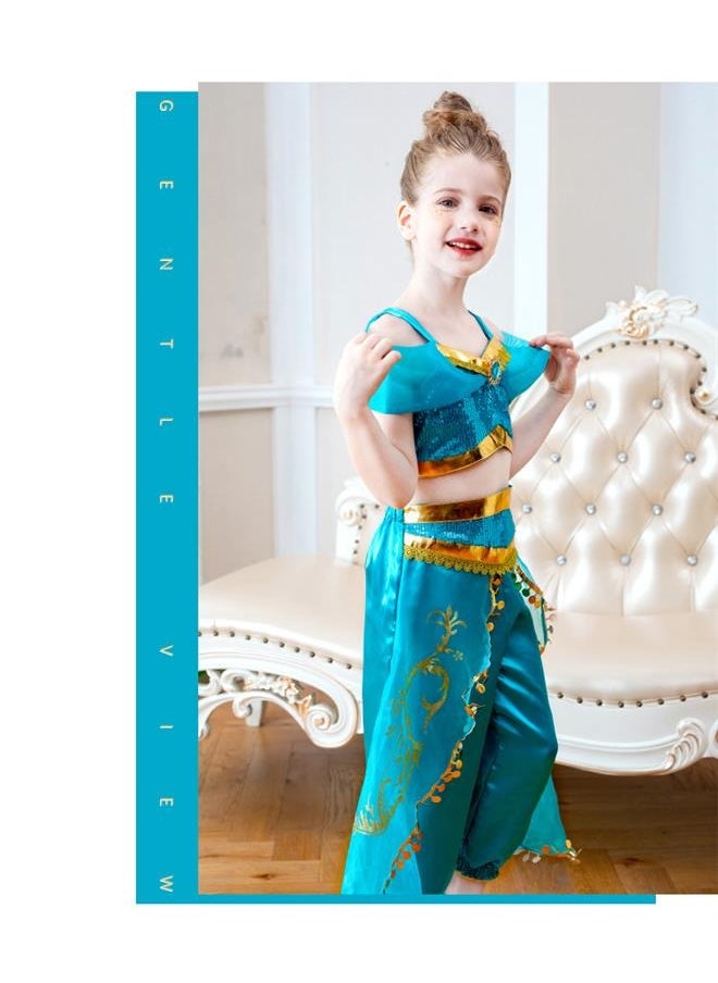 A set Princess Dress Set 150cm，Girls Princess Jasmine Fancy Costume Dress for Little Girls