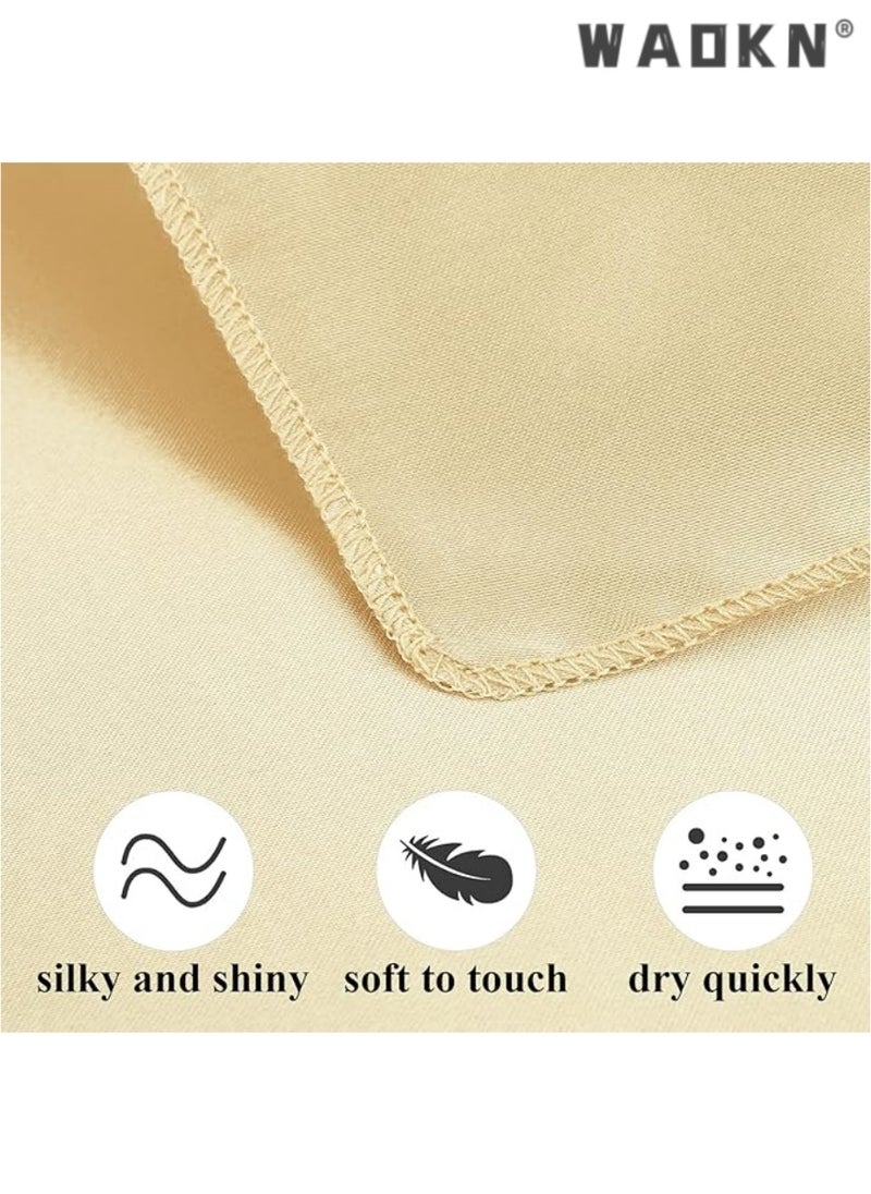 Elegant Collection of 12 Soft Satin Square Napkins, Measuring 20x20 Inches, Perfect for Enhancing Dinner, Wedding, or Party Tablescapes with a Touch of Romance and Sophistication, Ideal Decorative Accents for Any Special Occasion（Champagne）