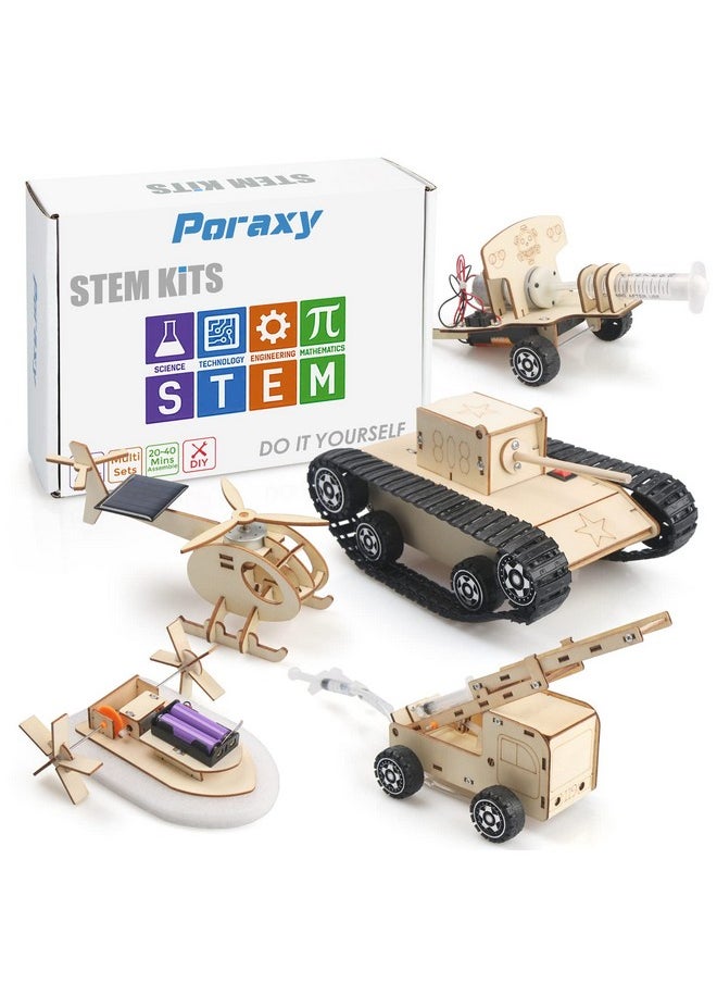 5 Set Stem Kits For Kids Ages 8-10, Model Car Kits, Wooden 3D Puzzles, Educational Science Experiment Kits, Building Toys For Ages 8-13, Gifts For Boys And Girls 7 8 9 10 11 12 13 Year Old