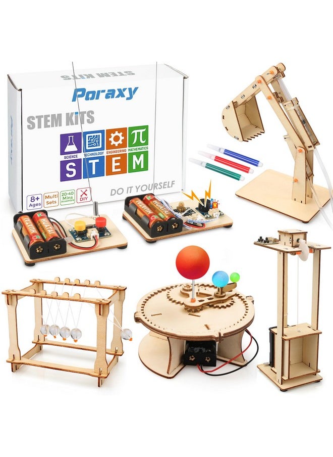 5 Set Stem Science Kits For Kids Age 5-7 8-12, Wooden Building Stem Projects, 3D Puzzles, Experiment Crafts Model, Toys For Ages 8-13, Gifts For Boys And Girls 6 7 8 9 10 11 12 13 Years Old