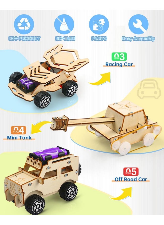 Stem Kits For Kids Age 8-10, 5 Set Wooden Model Car Kits, Stem Toys For Ages 8-13, 3D Puzzles, Science Kits Educational Crafts Building Projects, Gifts For 8 9 10 11 12 13 Year Old Boys Girls