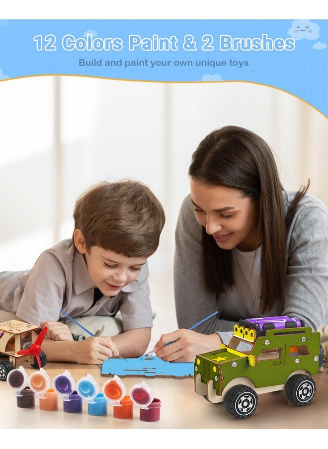 Stem Kits For Kids Age 8-10, 5 Set Wooden Model Car Kits, Stem Toys For Ages 8-13, 3D Puzzles, Science Kits Educational Crafts Building Projects, Gifts For 8 9 10 11 12 13 Year Old Boys Girls