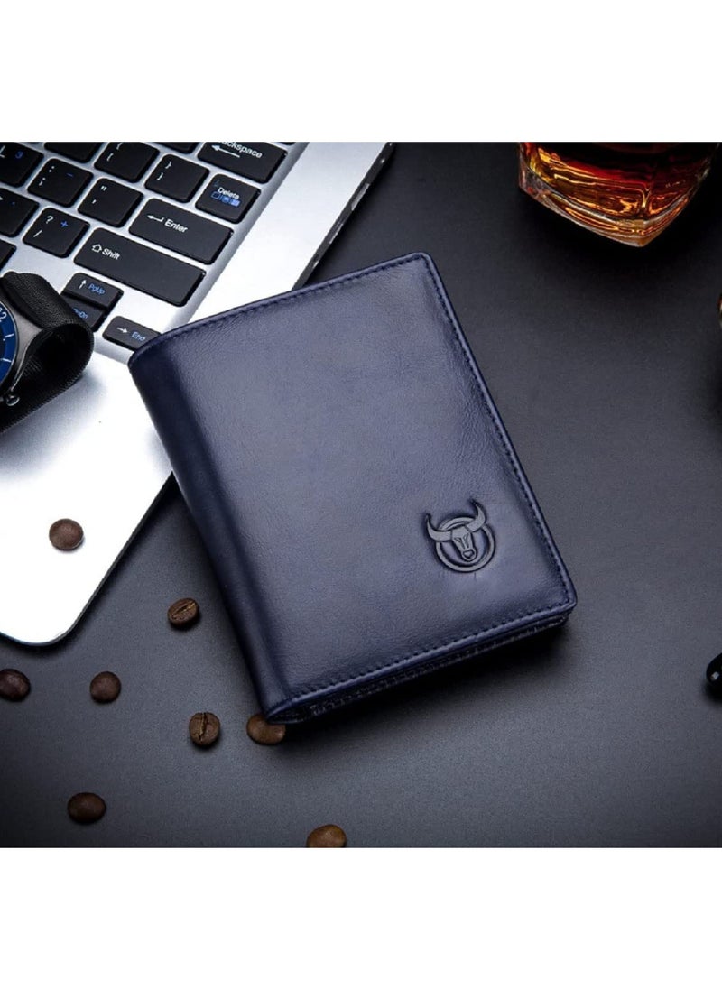 Men's Genuine Leather Wallet   RFID Blocking Wallet 14 Card Slots  1 ID Window and Large Capacity Can Hold 50 Currency Notes