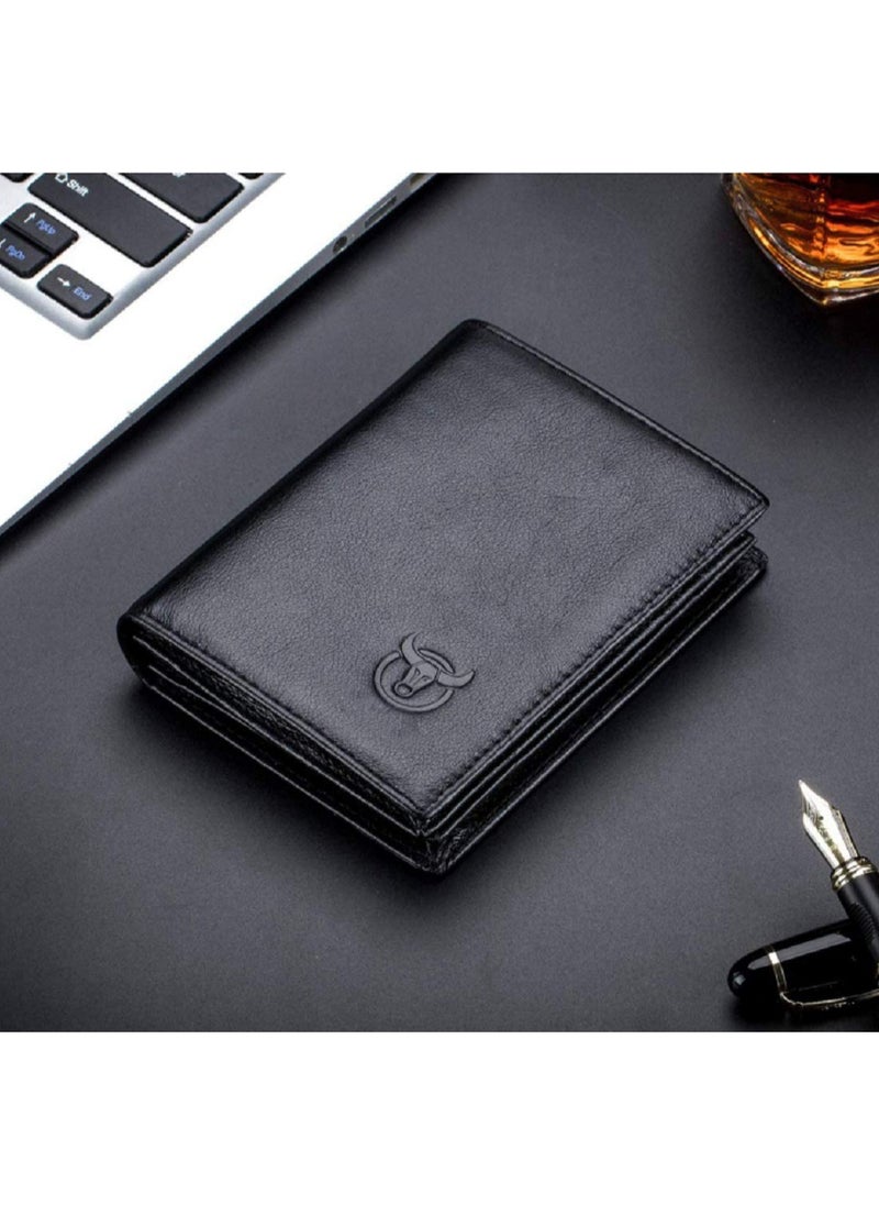 Men's Genuine Leather Wallet   RFID Blocking Wallet 14 Card Slots  1 ID Window and Large Capacity Can Hold 50 Currency Notes