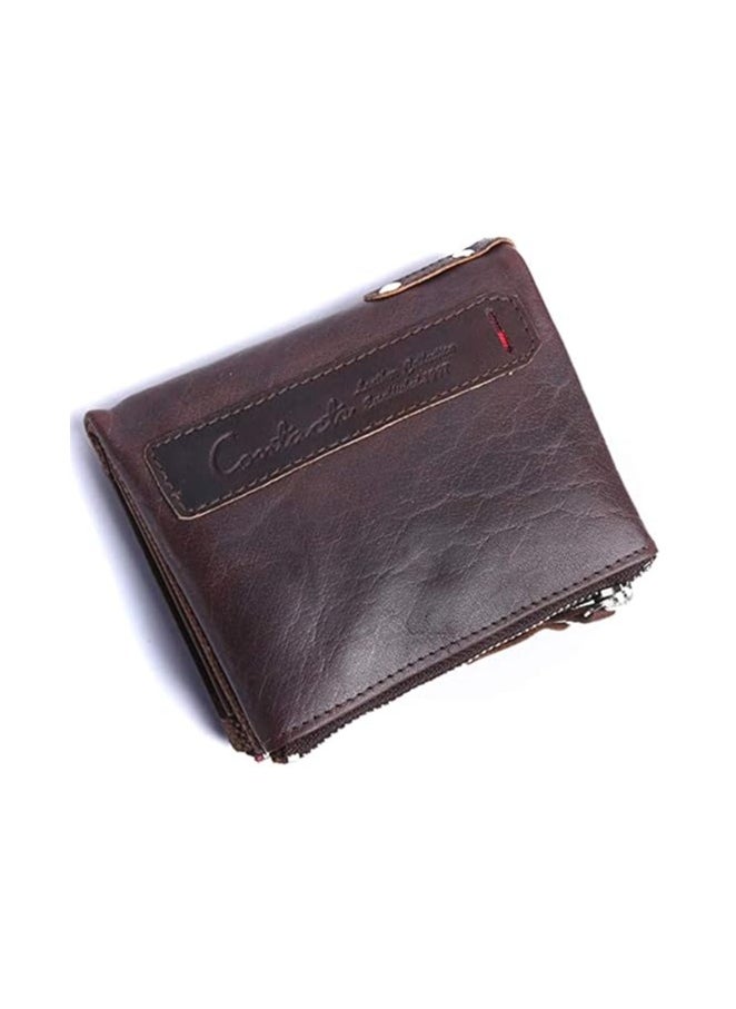 Genuine Leather Wallet  RFID Blocking Wallet for Men Bifold Zip Wallet 7 Card Slots  1 ID Window