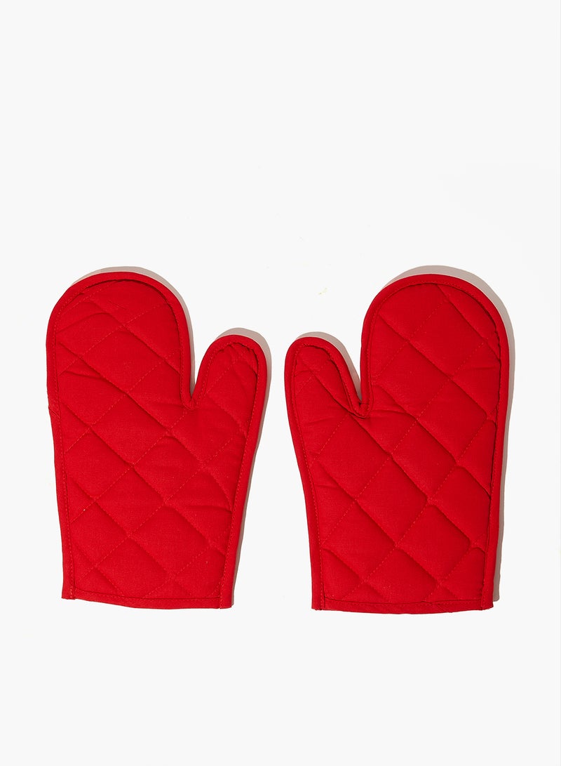 3 Piece Kitchen Apron Set - Apron, Oven Gloves - Cooking Bib - Kitchen Gloves - Red Red