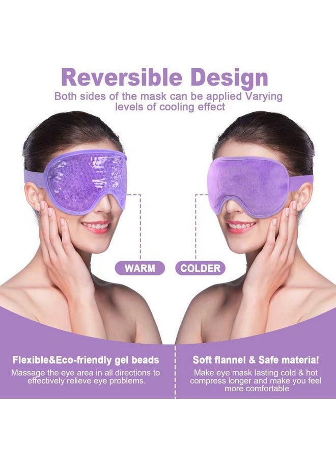 Cold Eye Mask Cooling Gel Eye-Mask Reusable Ice Hot Eye Mask For Dry Eyes, Eye Relax And Pressure Release For Women &Men (Purple)