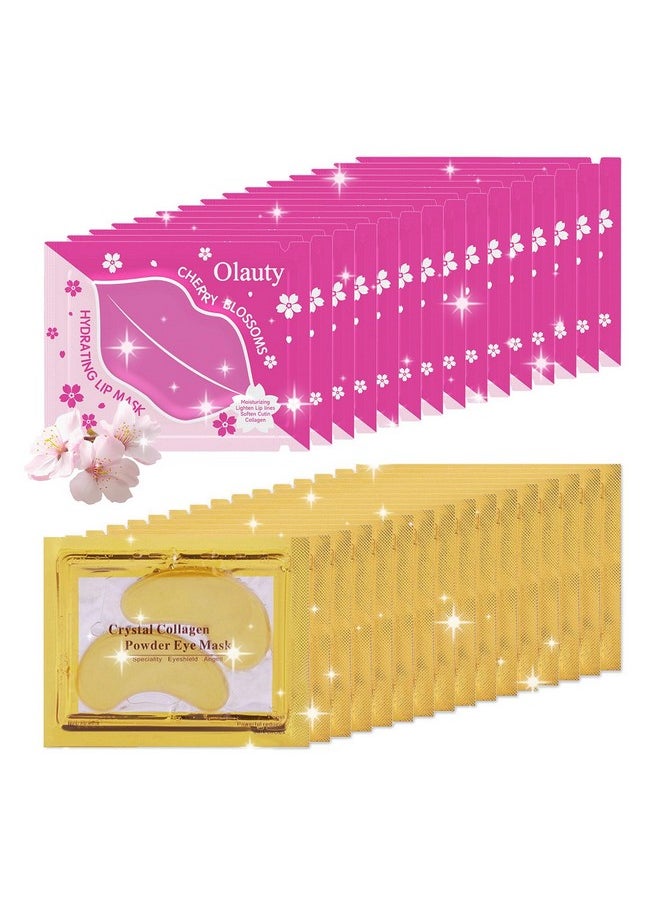 30 Pairs Lip Masks & Eye Mask, 24K Gold Gel Crystal Collagen Eye Patches For Puffy Eyes And Dark Circles Eyes, Effectively Nourishes The Lip & Eye Skin, Reducing Wrinkles And Fine Lines