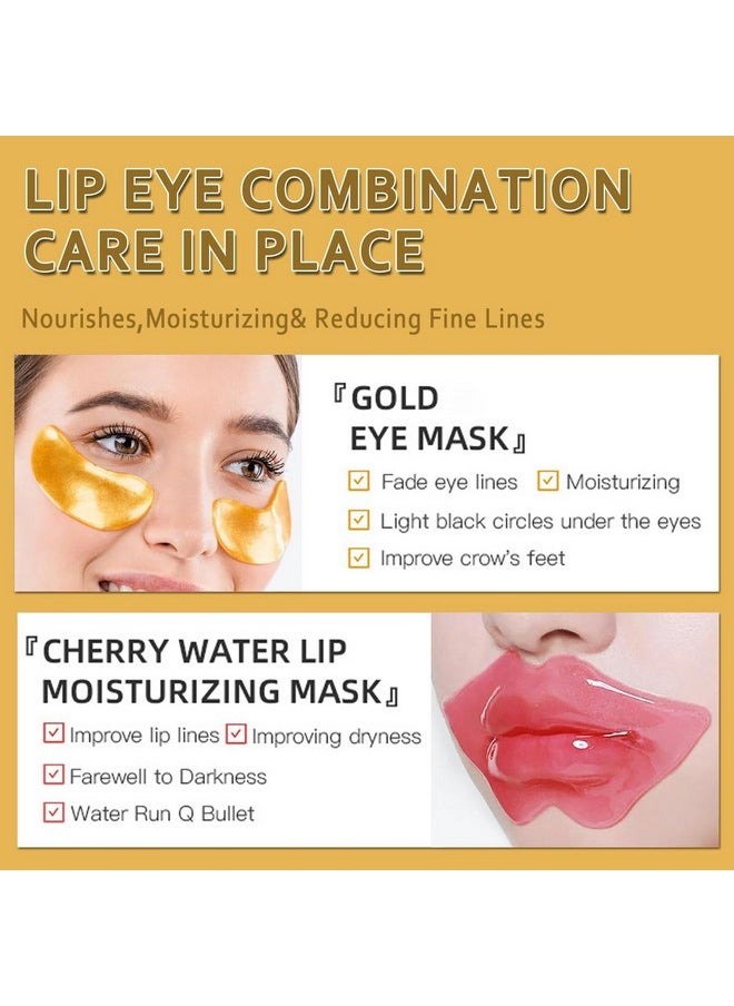 30 Pairs Lip Masks & Eye Mask, 24K Gold Gel Crystal Collagen Eye Patches For Puffy Eyes And Dark Circles Eyes, Effectively Nourishes The Lip & Eye Skin, Reducing Wrinkles And Fine Lines