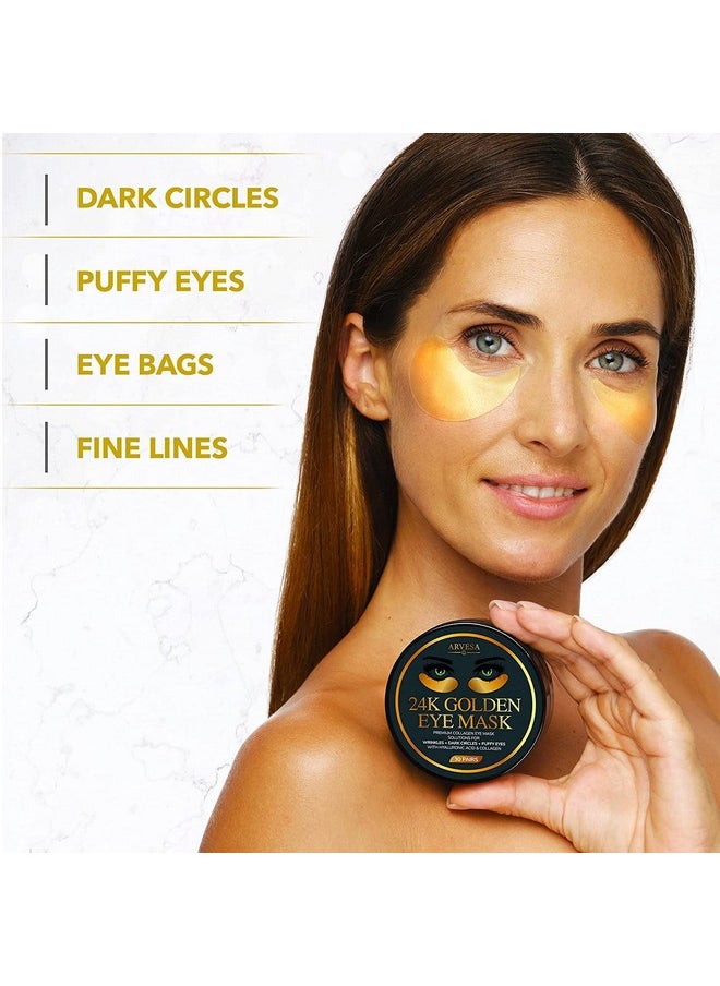 Under Eye Mask For Dark Circles And Puffiness, Eye Bags, Wrinkles, 24K Gold Under Skincare Eye Treatment Patches For Puffy Eyes With Collagen For Women And Men - Under Eye Gel Pads