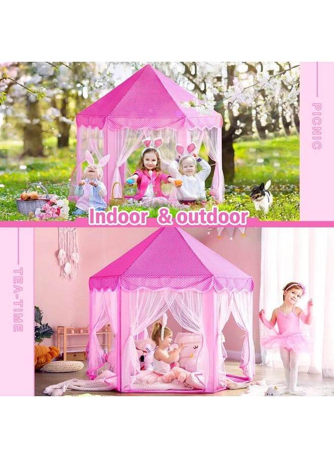 Princess Tent Girls Large Playhouse Kids Castle Play Tent With Star Lights Toy For Children Indoor And Outdoor Games, 55'' X 53'' (Dxh)