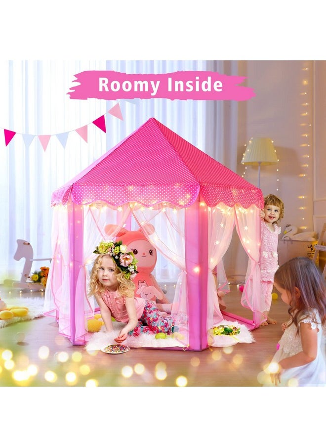 Princess Tent Girls Large Playhouse Kids Castle Play Tent With Star Lights Toy For Children Indoor And Outdoor Games, 55'' X 53'' (Dxh)
