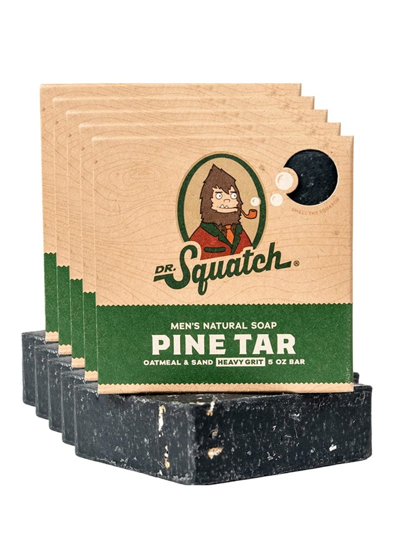 Dr. Squatch All Natural Bar Soap for Men with Heavy Grit, 5 Pack, Pine Tar