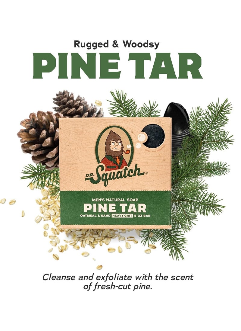 Dr. Squatch All Natural Bar Soap for Men with Heavy Grit, 5 Pack, Pine Tar