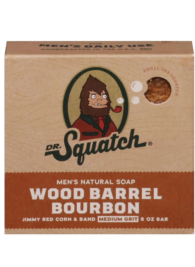 Dr. Squatch All Natural Bar Soap for Men with Medium Grit, Wood Barrel Bourbon 5 Ounce (Pack of 1)