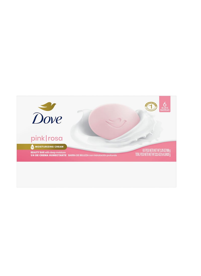 Dove Beauty Bar Soap Pink Rosa 6 Count for Soft, Smooth Skin, Cleans & Moisturizes 3.75 oz