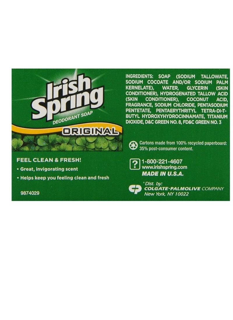 (PACK OF 3 BARS) Irish Spring ORIGINAL SCENT Bar Soap for Men& Women. 12-HOUR ODOR / DEODORANT PROTECTION! For Healthy Feeling Skin. Great for Hands, Face & Body! (3 Bars, 3.75oz Each Bar)