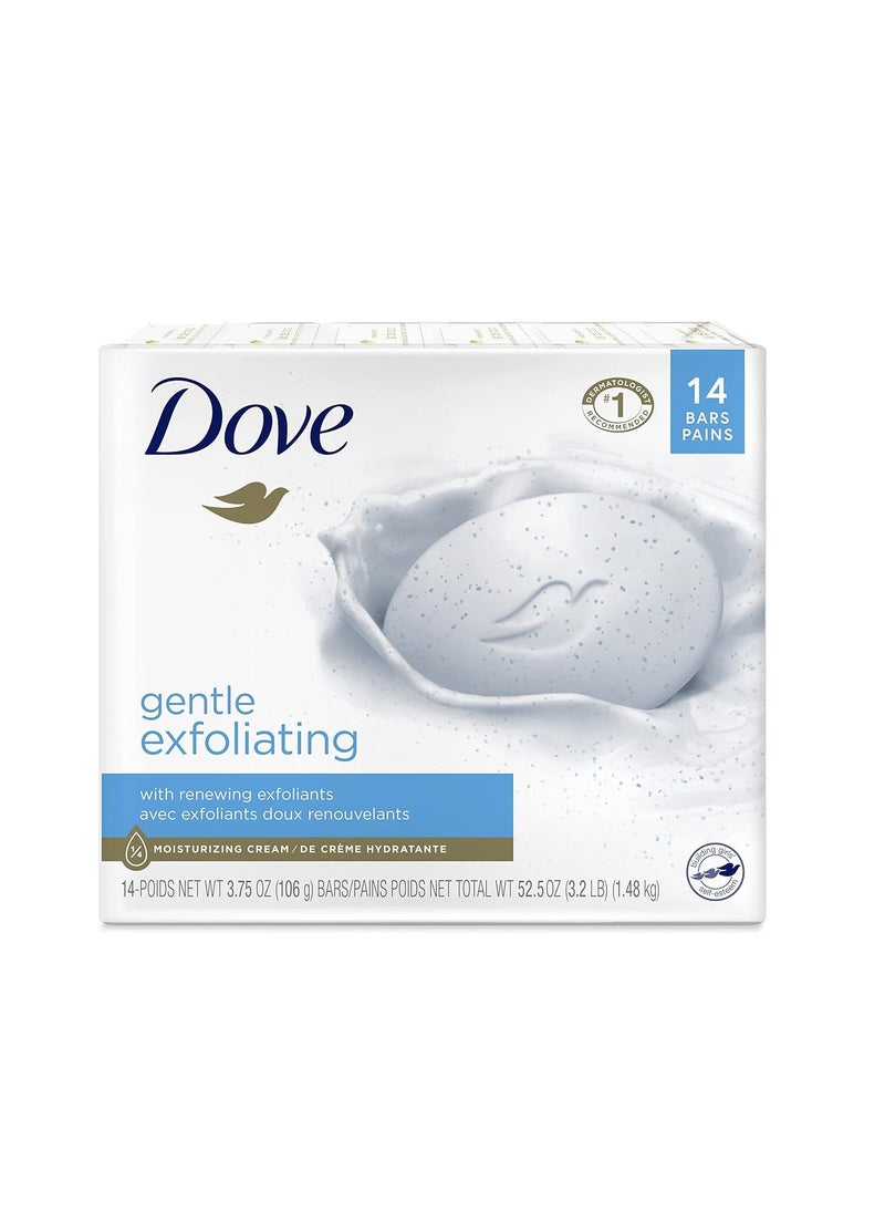 Dove Beauty Bar More Moisturizing Than Bar Soap Gentle Exfoliating With Mild Cleanser For Softer And Smoother Skin 3.75 oz Pack of 14