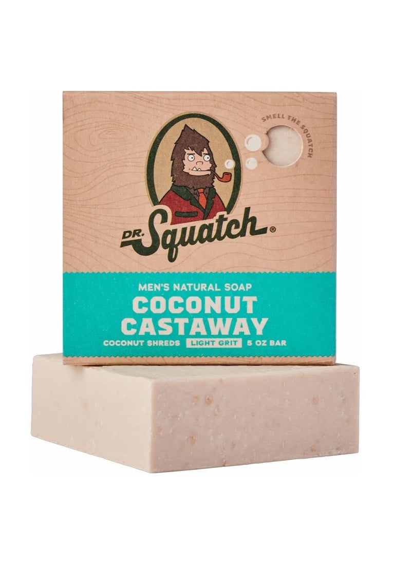 Dr. Squatch All Natural Bar Soap for Men with Light Grit, Coconut Castaway 5 Ounce (Pack of 1) 0.02 pounds