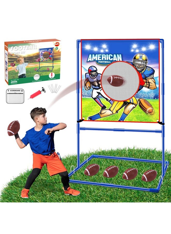 Football Toss Target Games With 4 Inflatable Footballs - Indoor Outdoor Backyard Throwing Sport Toy For Kids, Football Passing Targets Party Game For Boys Girls And Family Fun Play