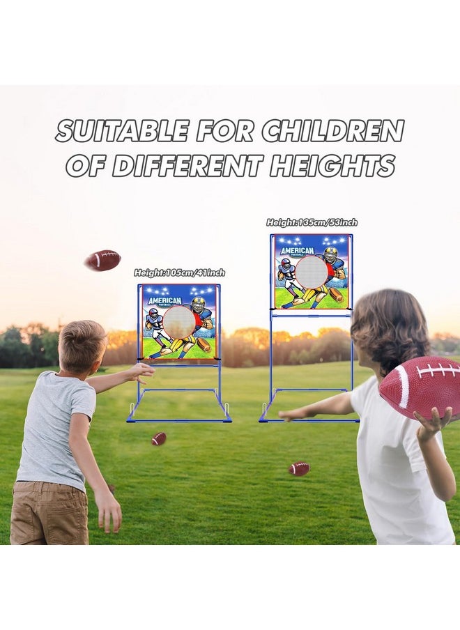 Football Toss Target Games With 4 Inflatable Footballs - Indoor Outdoor Backyard Throwing Sport Toy For Kids, Football Passing Targets Party Game For Boys Girls And Family Fun Play