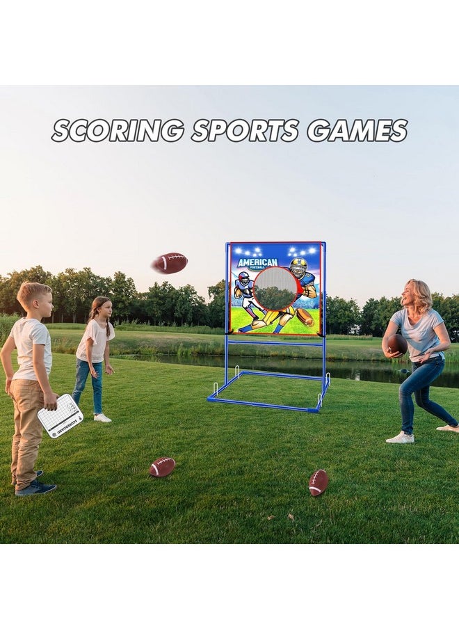 Football Toss Target Games With 4 Inflatable Footballs - Indoor Outdoor Backyard Throwing Sport Toy For Kids, Football Passing Targets Party Game For Boys Girls And Family Fun Play