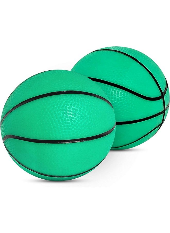 Glow In The Dark Basketball, Pack Of 2 - Mini Basketball Toys For Indoor Or Outdoor Play - Soft, Lightweight, Easy Grip And Durable Design - Ideal For Nighttime Fun - Green, 5-Inch Diameter