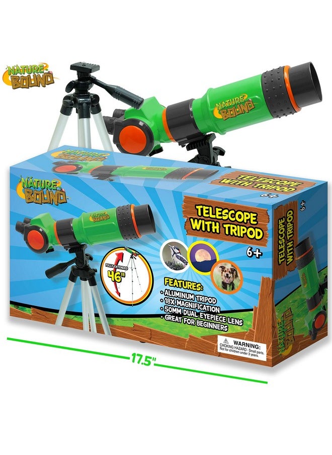 Telescope For Kids And Beginners, 16X Magnification And 15Mm Lens For Indoor And Outdoor Use - Adjustable Tripod Included - For Kids Ages 6+, Green (Nb538)