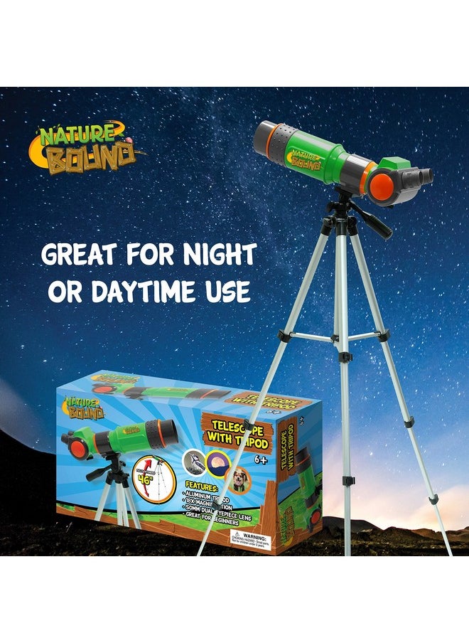 Telescope For Kids And Beginners, 16X Magnification And 15Mm Lens For Indoor And Outdoor Use - Adjustable Tripod Included - For Kids Ages 6+, Green (Nb538)