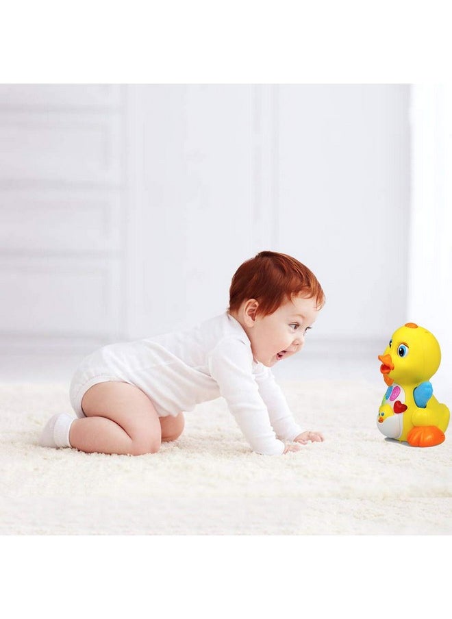 Musical Flapping Yellow Duck Interactive Action Educational Learning Walking Light Up Dancing Toy For 1 Year Old Baby Toddler Infant