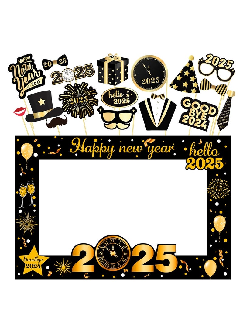 New Year Photo Booth Frame 2025 - Pack of 36, New Years Photo Booth Props 2025 | Happy New Year Decorations 2025 | New Years Eve Party Supplies 2025| New Year Selfie Picture Frame, 2025 Photo Props